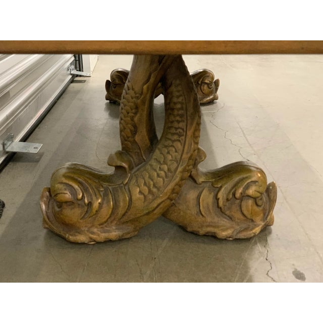 Mid Century Dolphin Koi Fish Reverse Painted Glass Coffee Table For Sale - Image 4 of 12