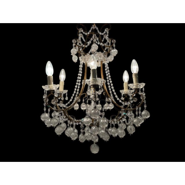 Florentine Gilded Macaroni Murano Glass Chandelier, 1950s For Sale - Image 6 of 18