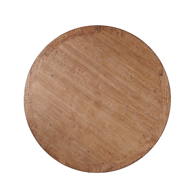 Matthew Izzo Home Brutus Round Upcycled Pine Wood Dining Table For Sale - Image 4 of 5