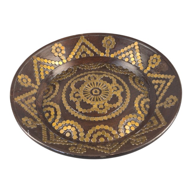 Polish Folk Art Tatra Mountain Wood With Brass Inlay Decorative Dish For Sale - Image 10 of 10