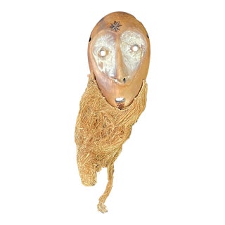 African Lega Small Passport Mask W/ Beard Dr Congo For Sale