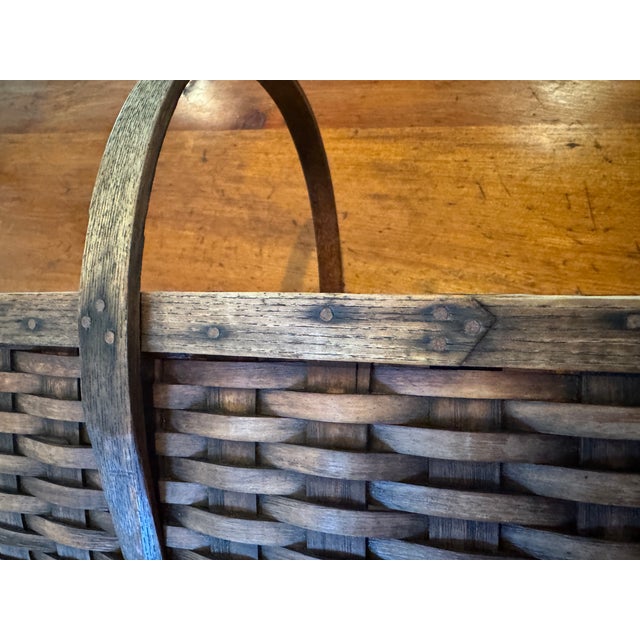 Brown Ben Higgins American Pounded Ash Market Basket For Sale - Image 8 of 8