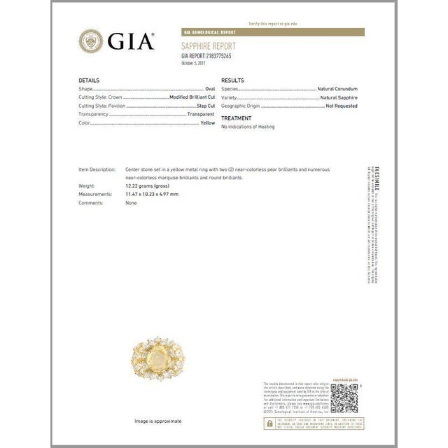 GIA Certified 8.35CTS VS F Diamond Ceylon Sapphire 18K Solid Gold Bombay Dome Ring, size 6.25 For Sale - Image 9 of 9