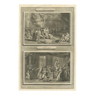 Pieter Mortier, Martyrdom of the Maccabee Brothers and Zeal of Mattathias, 1700, Engraving For Sale