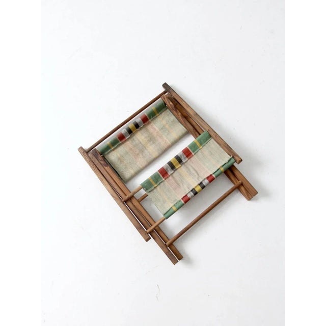 Vintage Kid's Stripe Canvas Folding Chair For Sale - Image 10 of 11