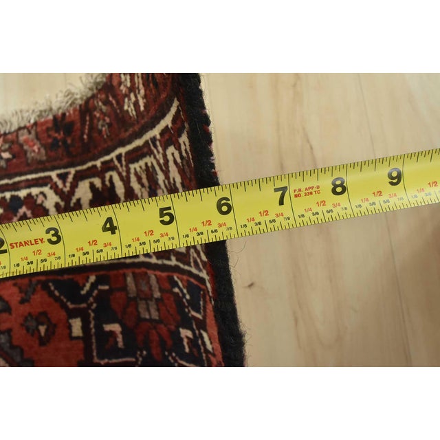 Hamedan Runner 3’6” X 8’10” Blue Wool Semi-Antique Tribal Hand-Knotted Rug For Sale - Image 12 of 14