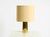 A very rare, large, and heavy 1970s brass table lamp with a wild silk shade. manufacturer: vereinigte werkstätten....