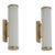 Vintage Art Deco Light Old Lamp Wall Sconces Fixture Brass & Milk Glass Rod Ship Light - Pair For Sale