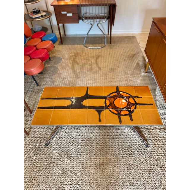 A Vintage Ceramic Tile Coffee Table Designed Attributed to Adri Belgique, Circa 1960s. For Sale - Image 10 of 12