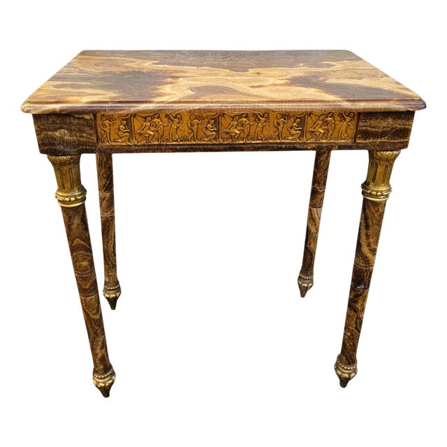 Napoleon III 19th Century Retractable Onyx and Bronze Table For Sale