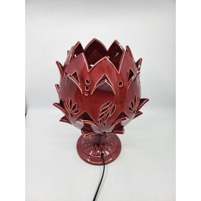 Artichoke Lamp in Bordeaux Ceramic, 2010s For Sale - Image 6 of 16