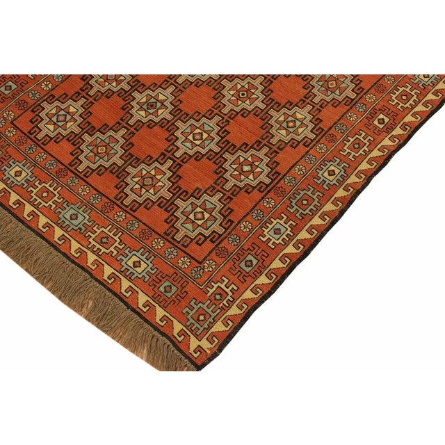 Shabby Chic 1970s Southwestern Soumakh Rust/Rust Wool Rug - 3'1 X 5'0 For Sale - Image 3 of 8