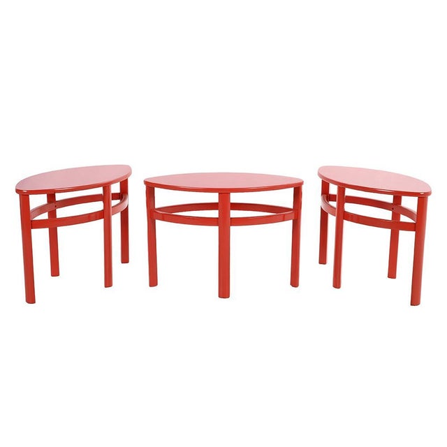 Wood Red Lacquered Wood Low Tables For Sale - Image 7 of 7