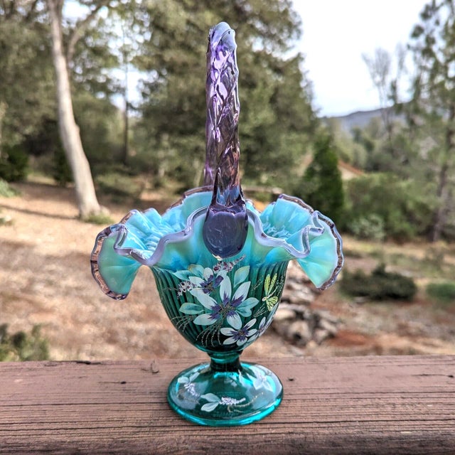 Fenton Glass New Century XXI Teal & Amethyst Dragonfly
