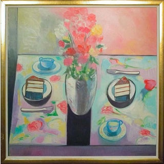 1980s Earl Linderman "Doktor Thrill's Strawberry Chiffon Desert" Original Painting, Framed For Sale