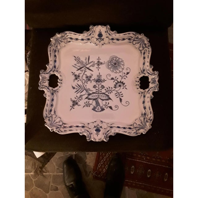 Large Mid-Century Blue and White Porcelain Plate from Meissen For Sale - Image 9 of 9