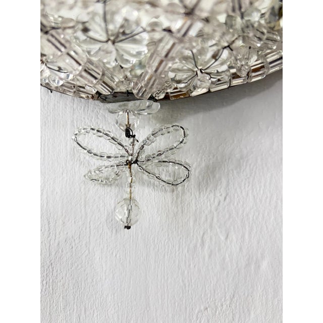 Italian Crystal Beaded Basket Mirrors Sconces, Circa 1920 Rare For Sale - Image 10 of 12