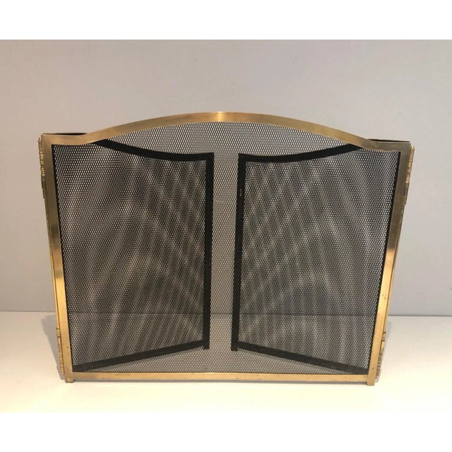 Circa 1970 French Neoclassical Style Brass Fireplace Screen For Sale - Image 11 of 13