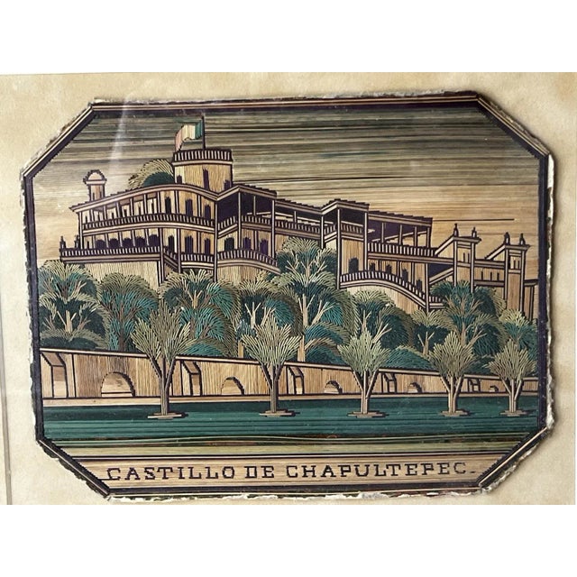 Two original paintings made with the popotillo technique, typical folklore art from Mexico. 19th century mosaics. Mexico...