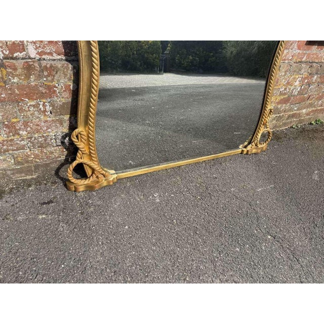 Large Antique English Hour Glass Shaped Gilt Overmantle Mirror, 19th Century. For Sale - Image 4 of 8