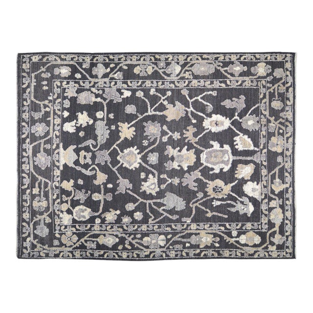 Contemporary Oushak Hand Knotted Wool Rug, 9'5x12'7 For Sale
