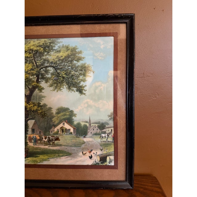 Wood Antique William H. Chandler Print Her First Love Letter Rural Village Scene Framed For Sale - Image 7 of 9