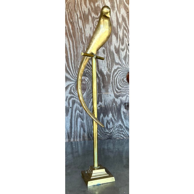 Vintage Boho Brass Bird on a Perch For Sale - Image 4 of 8