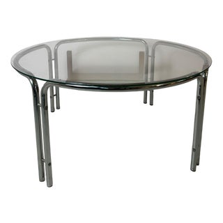 Round Coffee Table in Glass and Chrome For Sale