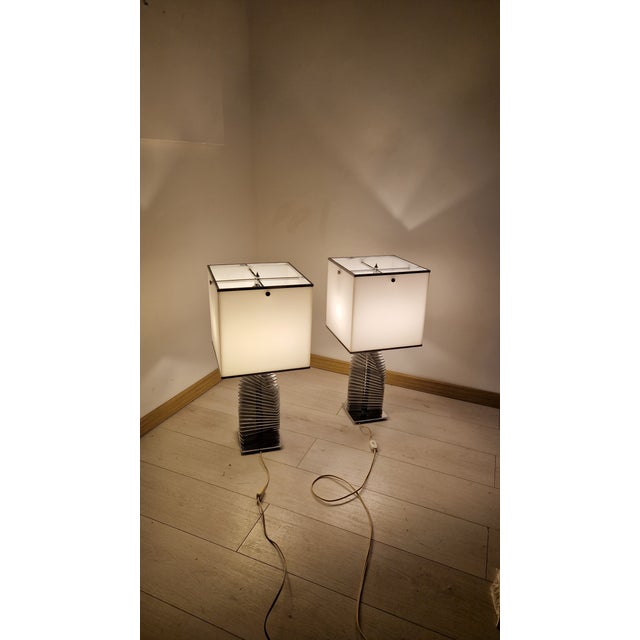 Vintage Table Lamps with Chromed Metal Frame, 1970s, Set of 2 For Sale - Image 14 of 17