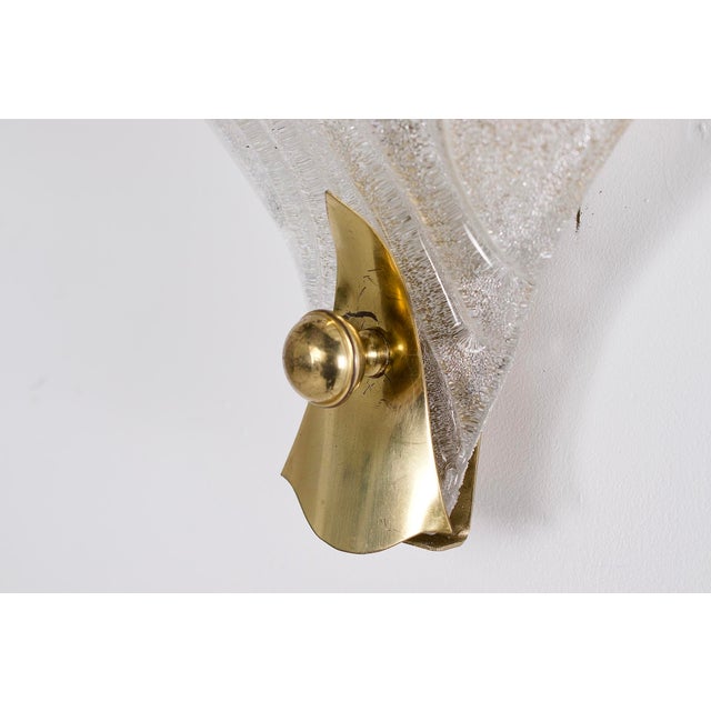 1970s Murano Glass Leaf Wall Sconces, Italy, 1970s, Set of 2 For Sale - Image 5 of 9