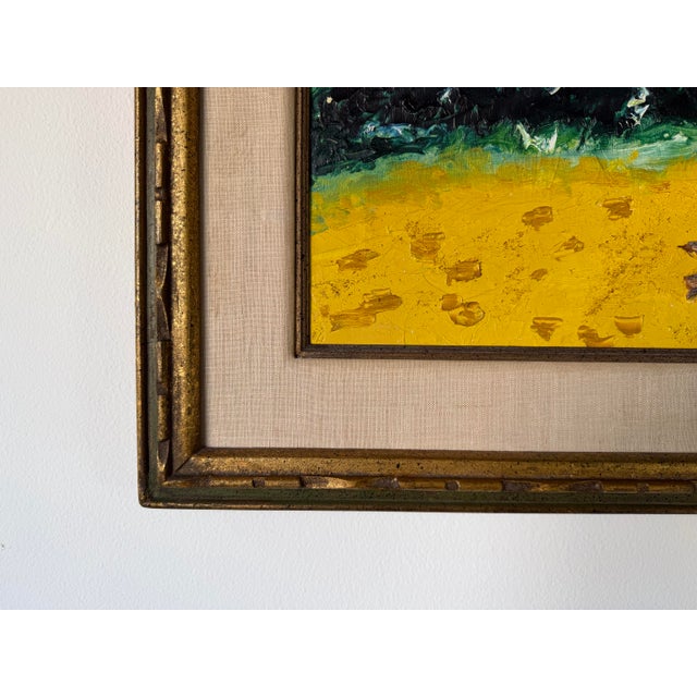 Emerald 1966 Vintage Goldberg Mixed Media Impressionist Oil on Canvas Painting, Framed For Sale - Image 8 of 12