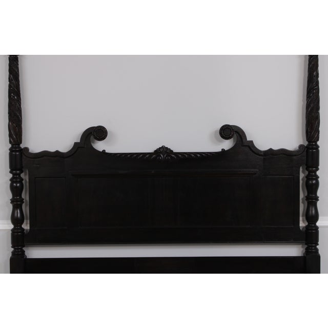 Wood Ralph Lauren King Size Black Plantation Poster Bed For Sale - Image 7 of 16