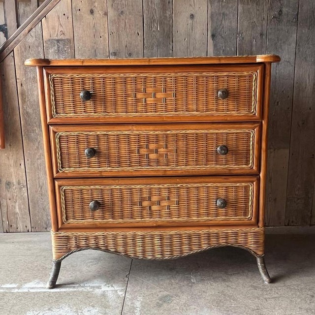 Vintage Bamboo and Wicker Chest of Drawers For Sale - Image 18 of 18