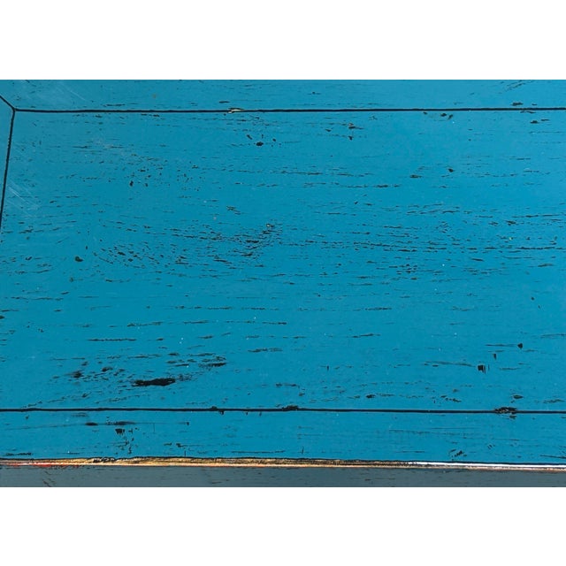 Distressed Blue Lacquer 6 Drawers Narrow Slim Console Foyer Side Table For Sale - Image 10 of 10