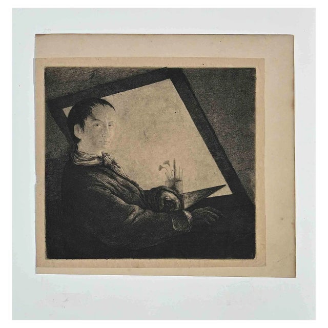 J.-P. Norblin de La Gourdaine, Self-Portrait, Etching, Early 1800s For Sale