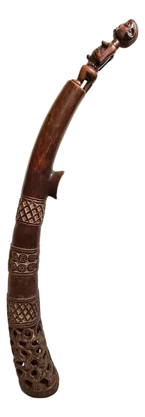 Antique Old Bamileke Large Wood Carved Horn