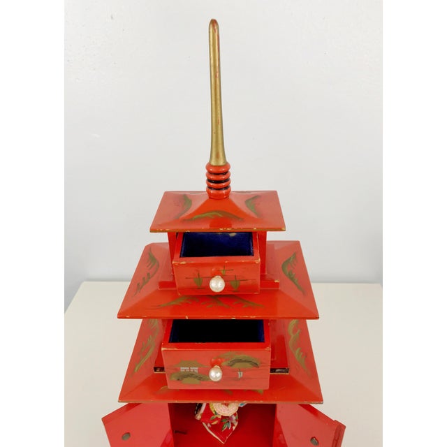 Vintage Pagoda Chinoiserie Jewelry Music Box Geisha Chairish