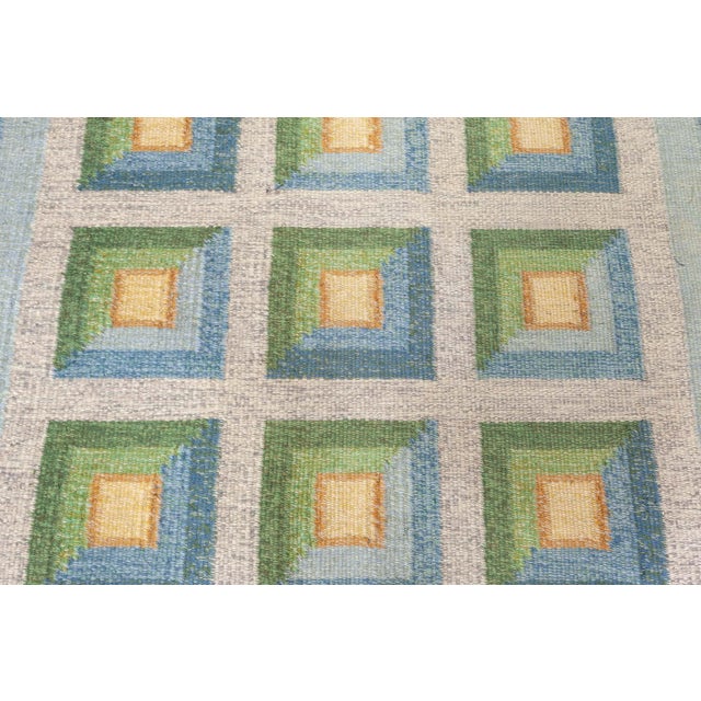 Textile Doris Leslie Blau Vintage Swedish Flat Woven Rug by Alice Walleback For Sale - Image 7 of 9