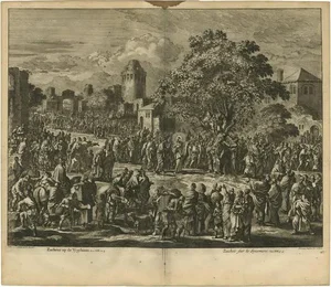 J. Luyken, Bible Scene: Zacchaeus Climbing a Sycamore Tree, 1743, Print