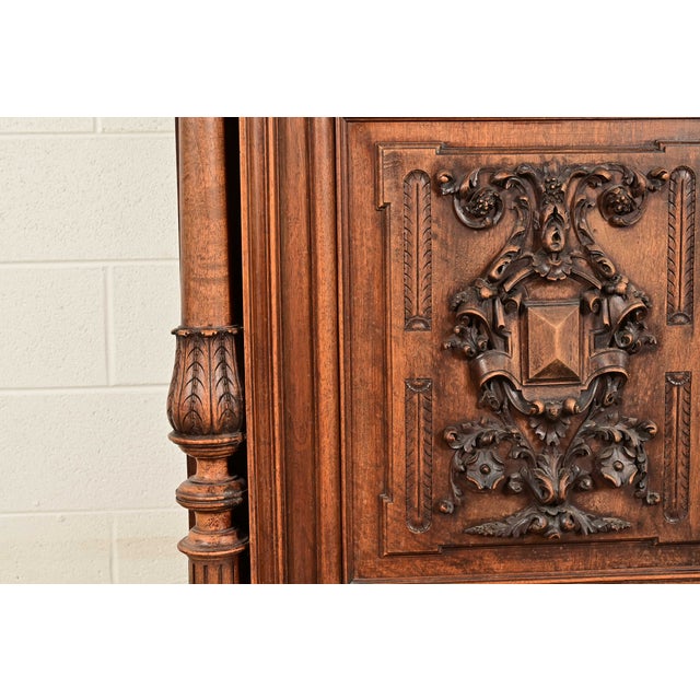 Alexander Roux Style Antique French Renaissance Revival Carved Walnut Sideboard or Bar Cabinet, Circa 1890s For Sale - Image 10 of 13