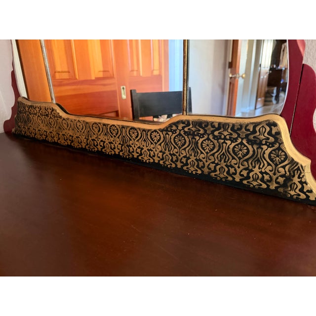 Wood Early 20th Century Chinoiserie Vanity Ser With Mirror and Chair For Sale - Image 7 of 12