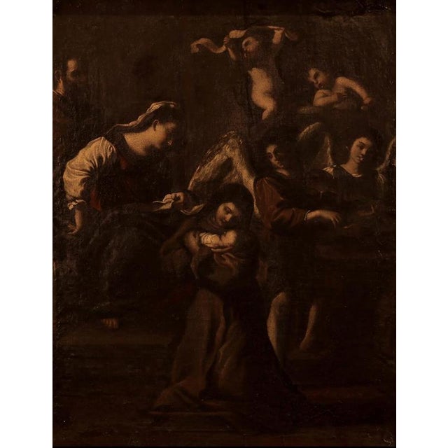 Italian School, The Vision of Saint Clare, 17th Century, Oil on Canvas For Sale - Image 4 of 6