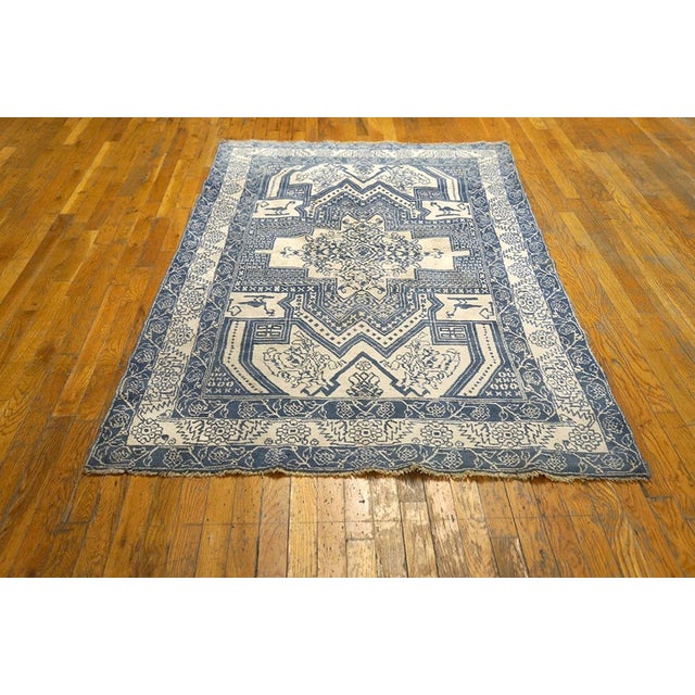 Early 20th Century N. Indian Agra Cotton Carpet ( 4' x 6'6" - 122 x 198 ) Antique Agra Small Scatter Size Cotton Ivory...