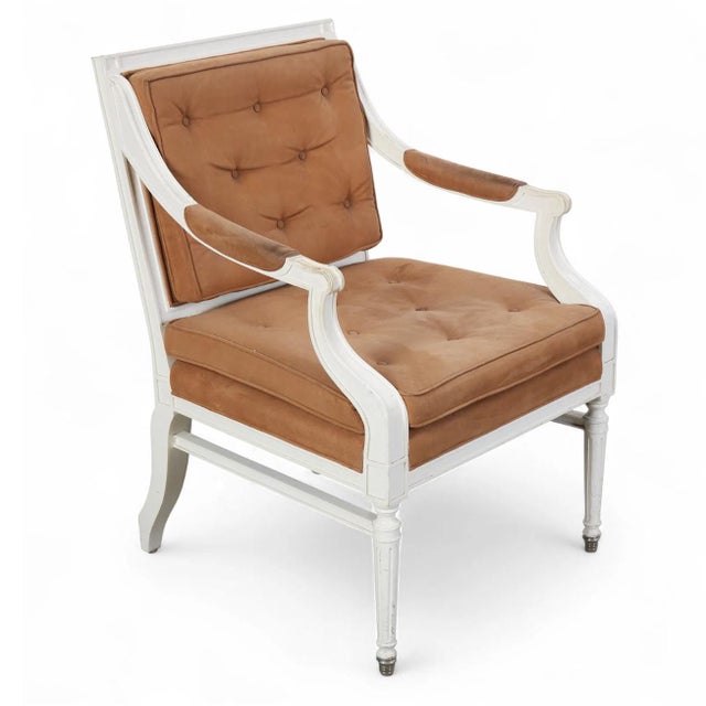 French Set of 8 French Directoire Painted Fauteuils Dining Arm Chairs For Sale - Image 3 of 6