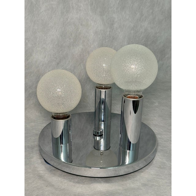 Silver Space Age Ceiling Lamp with Three Decorative Glass Bulbs, 1970s For Sale - Image 8 of 9