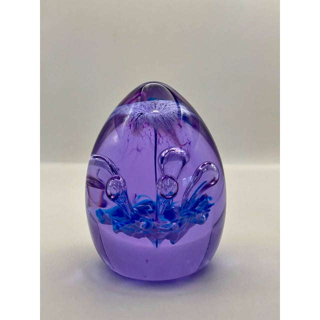 Purple & Blue Art Glass Paperweight For Sale - Image 9 of 10