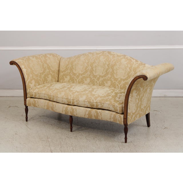 Southwood & Co. Southwood Gold Damask Camelback Sofa For Sale - Image 4 of 18