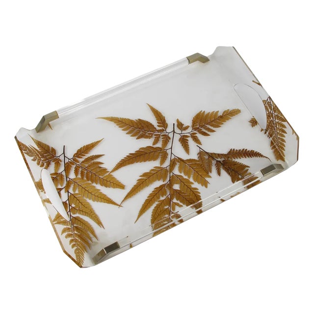 Tray in Methacrylate with Dry Leaves in the Style of Aldo Tura For Sale