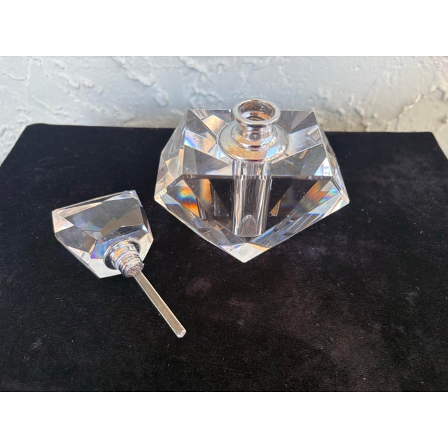 Glass Vintage Lead Crystal Perfume Bottles – Faceted Glam Décor, Set of 2 For Sale - Image 7 of 12