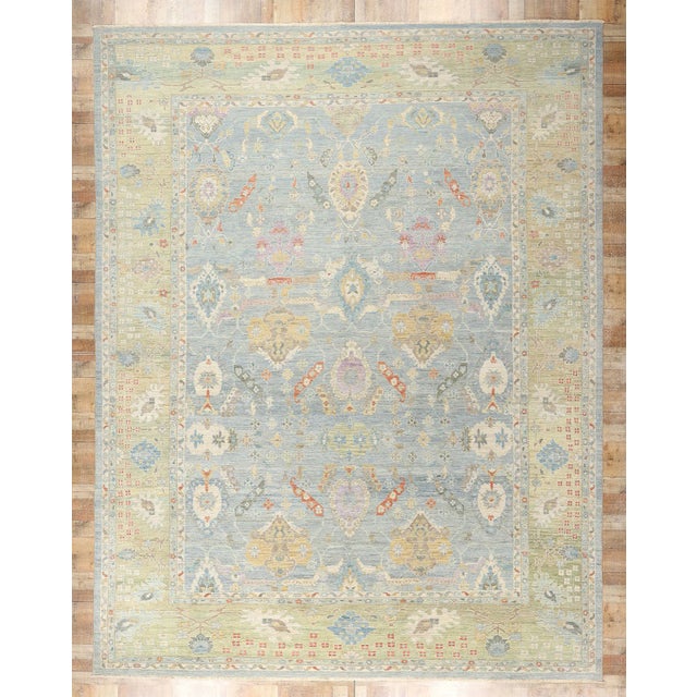 Light Blue Persian Sultanabad Rug - 12'10 X 16'06 For Sale - Image 9 of 9